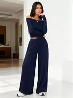 Womens 2 Piece Outfits Long Sleeve Wide Leg Casual Matching Sweatsuits