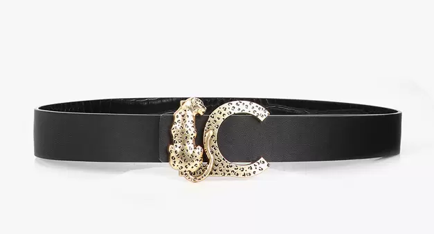 Reversible Crocodile Effect Belt with Animal Buckle