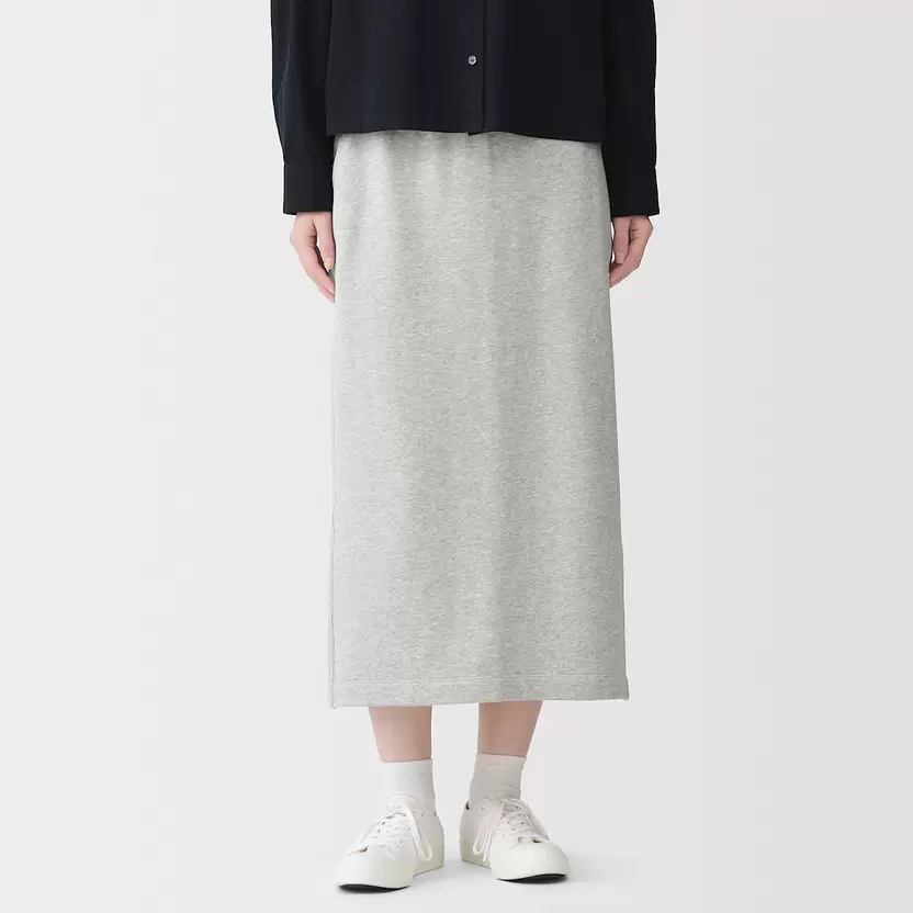 Falda midi de felpa en mezcla de algodón para mujer