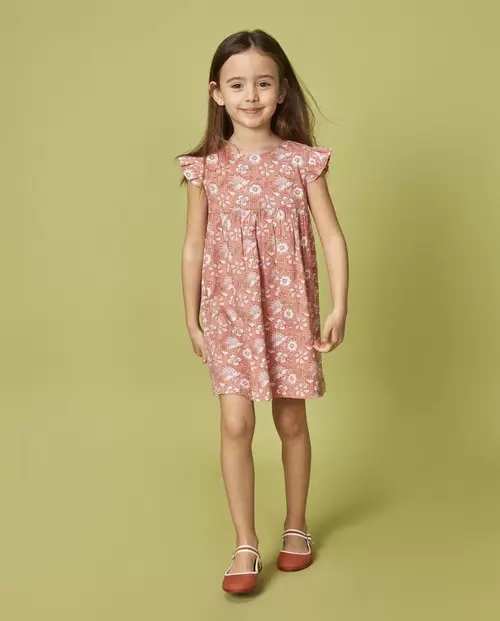 Vestido flor india rosa