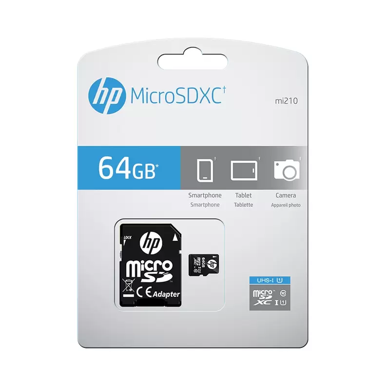 Tarjeta de Memoria HP MicroSDXC 64GB, Clase 10, U1 - Negro / Blanco