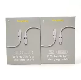 Cable de silicona de carga rápida USB-C a USB-C 2pk 6' - arcilla blanca apogeo