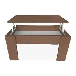 Mesa de Centro Elevable, Mesita de Salón, Acabado en Color nogal, Medidas: 90...