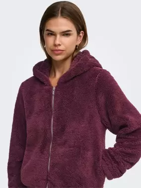 ONLY ONLNEWANNA Abrigo de peluche - Burgundy - 15300635