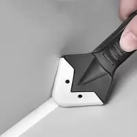 1 Set Silicone Caulking Tool with Stainless Steel Head 3 in 1 Smoothing Scraper and Sealant Cleaner for Tub, Window, Tile, Shower, Grout, Black
