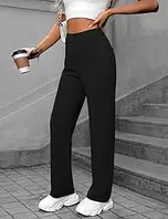 High Waist Pants for Women Straight Leg Button Stretch Business Work Casual Multi Pocket Spring Pants