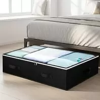 Under Bed Storage Bags, Under Sofa Box with Strong Handles and Clear Window for Closet, Storage Room, Bedroom and Living Room (Black)