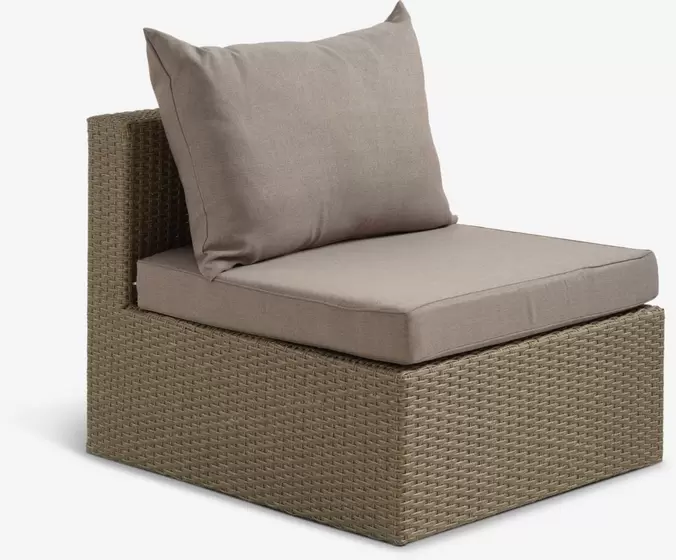 RAVNDRUPMódulo de jardín central RAVNDRUP naturalTANEMódulo de jardín central TANE arena oscuroHOUMódulo de jardín sofá HOU 2 plazas madera duraONDRUPSofá de exterior con chaise longue ONDRUP 3 plazas grisODDESUNDDiván ODDESUND grisVOSSSofá de exterior VO