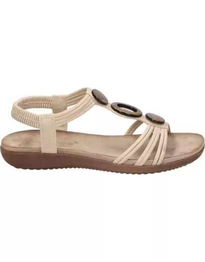 Sandalias Planas abz26676 en Color Beige con Detalle de Pedrería para Mujer