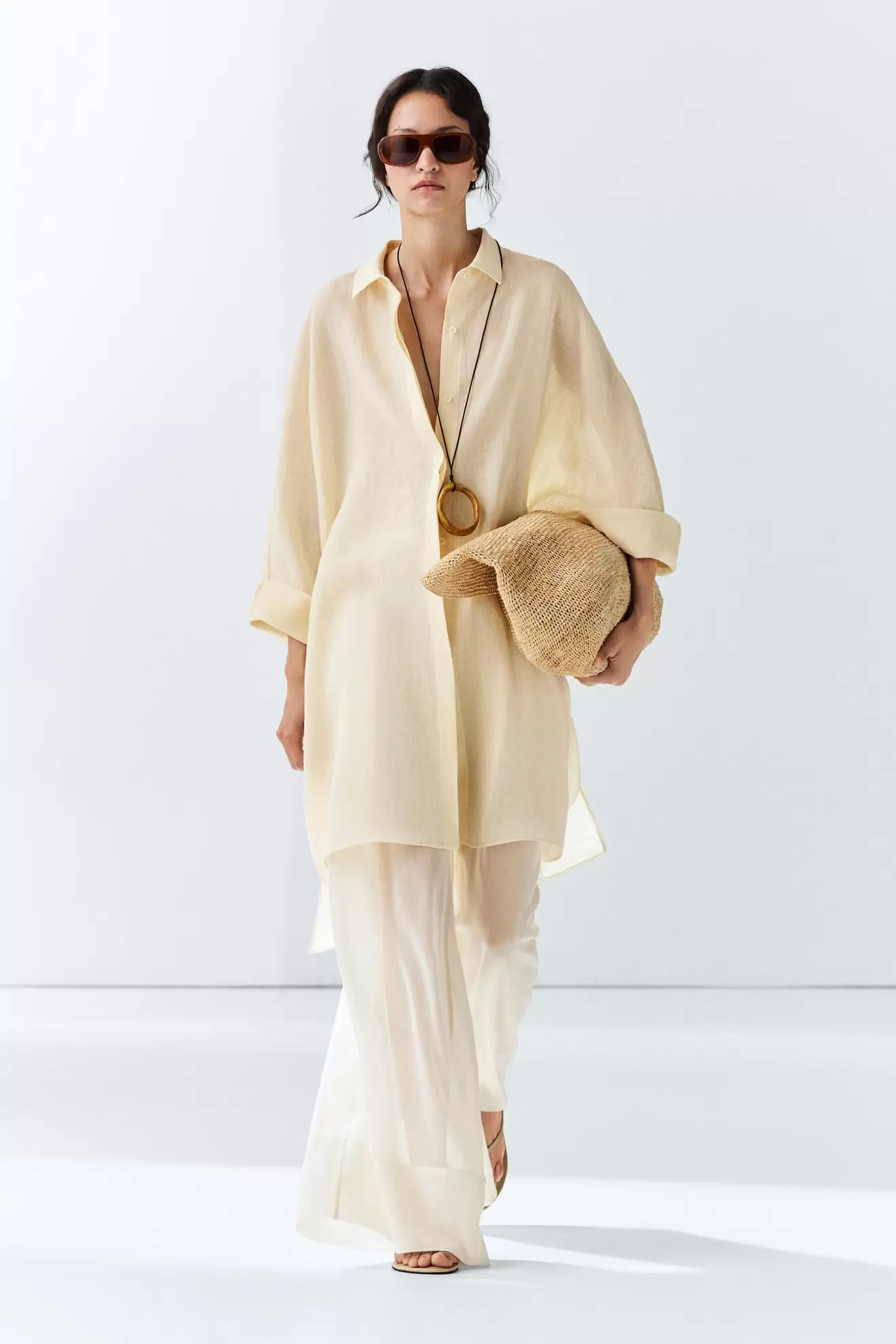 Vestido corto camisero 100% lino