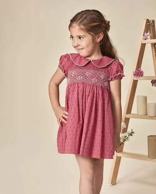 Vestido smock coral