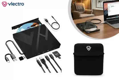 Lector de DVD externo con conexiones adicionales