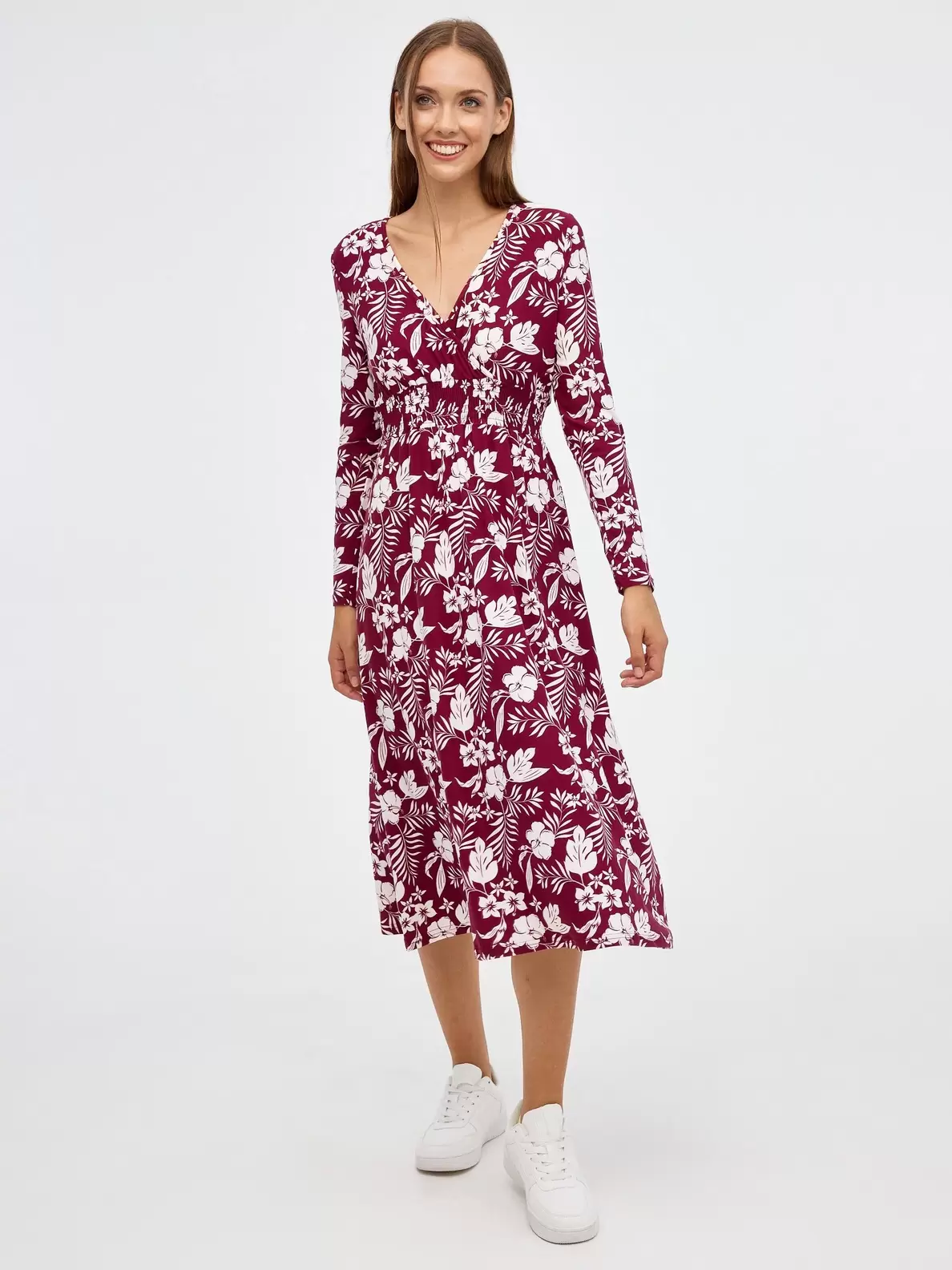 Vestido midi flare estampado