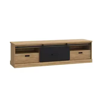 Mueble TV 2 Cajones en Roble Waterford y Negro KASZIMIRO KZMT231-M328