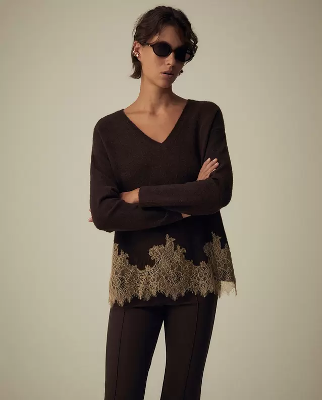 Jersey cuello pico lace