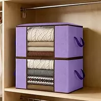 2 Pack Large Storage Bags with Handle, Foldable Closet Bins, Large Storage Bins for Clothes, for Organizing Comforters, Clothes and Blankets, Color