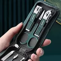 6 Pcs Dark Green Stainless Steel Nail Clipper Set Nail Tools Ear Spoons Nail Clipper Set Easy to Carry