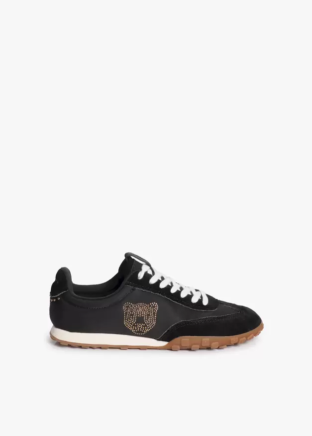 Studded Sneakers with Mixed Materials and Leather