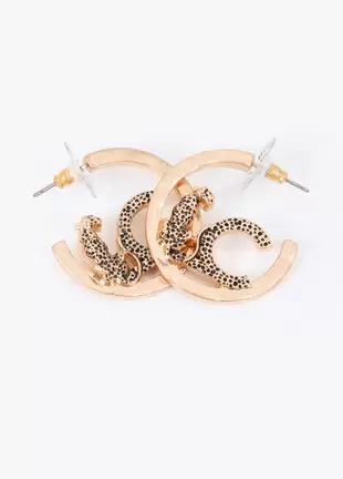 Custom Hoop Earrings with Animal Logo Texture