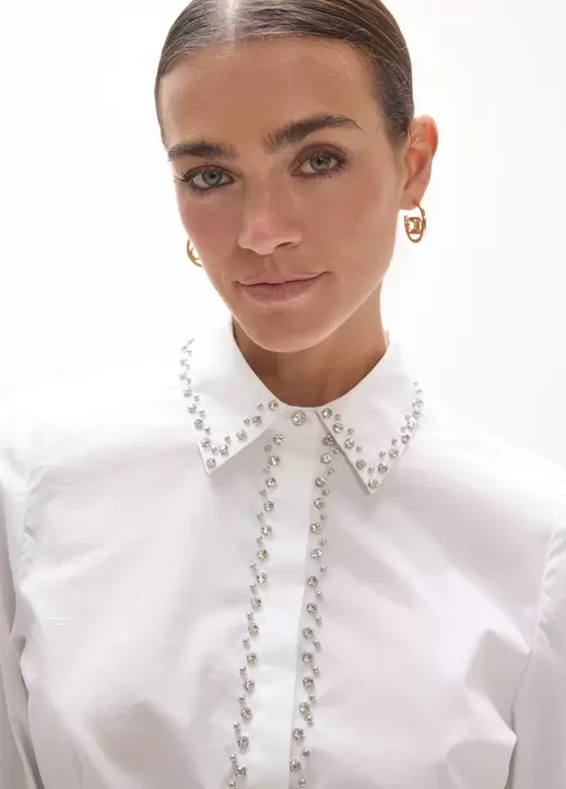 Fitted White Poplin Shirt