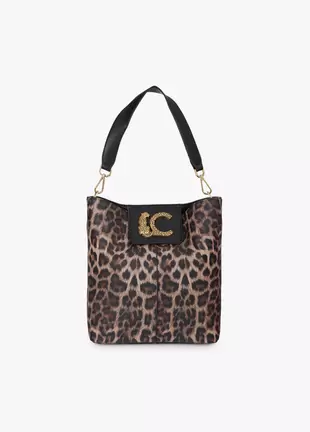 Shopper with Chain Detail and Leopard Effect Logo