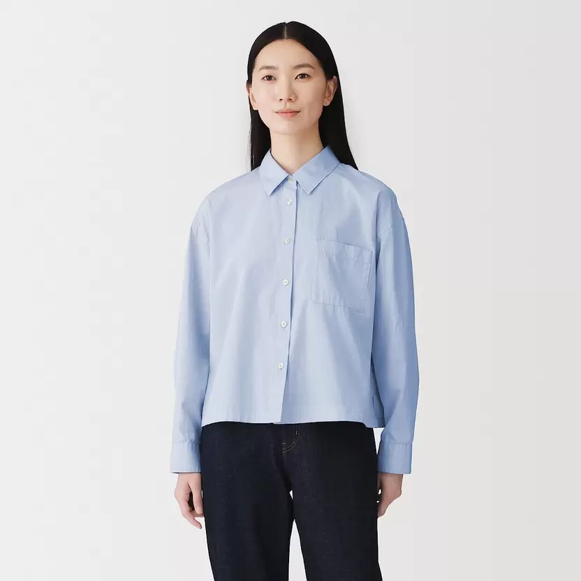 Camisa cropped de algodón orgánico lavada para mujer