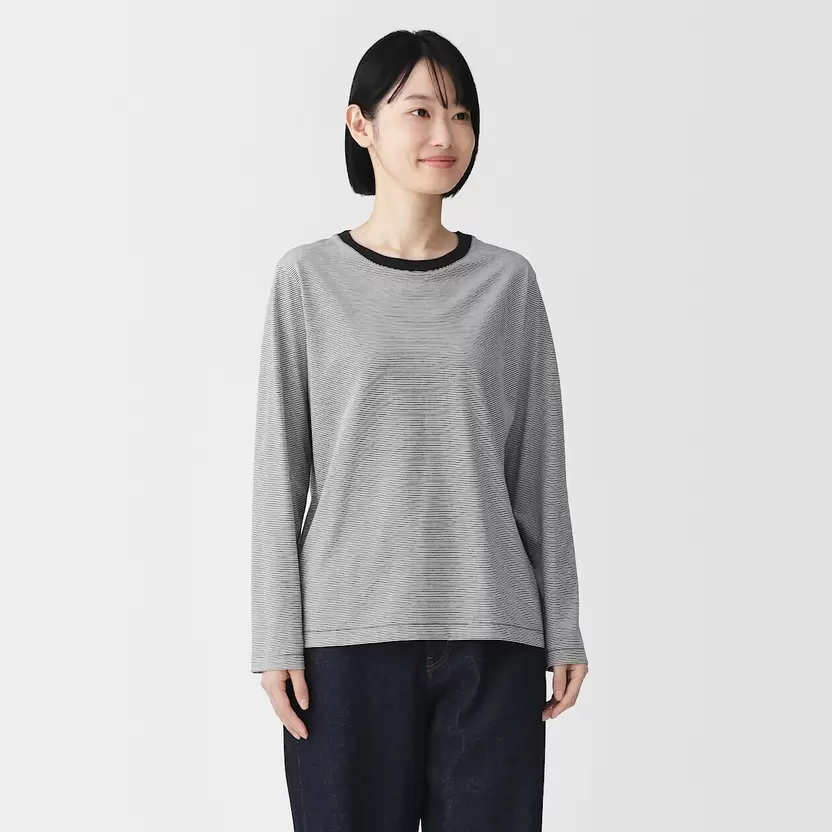 Camiseta de manga larga en mezcla de algodón para mujer