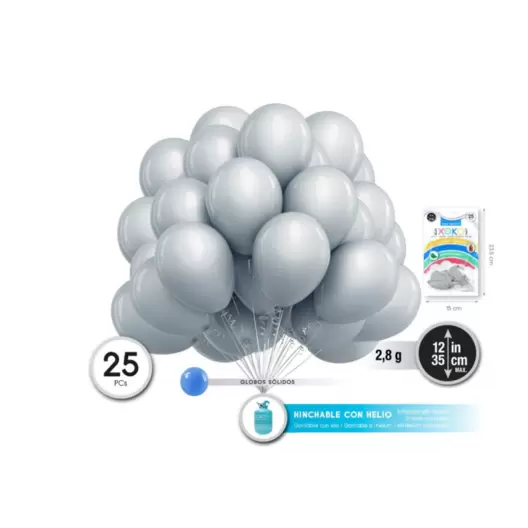 Globos Pastel Gris Látex 35...