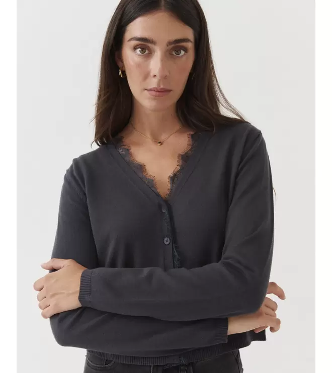 CARDIGAN CUELLO PICO ENCAJE