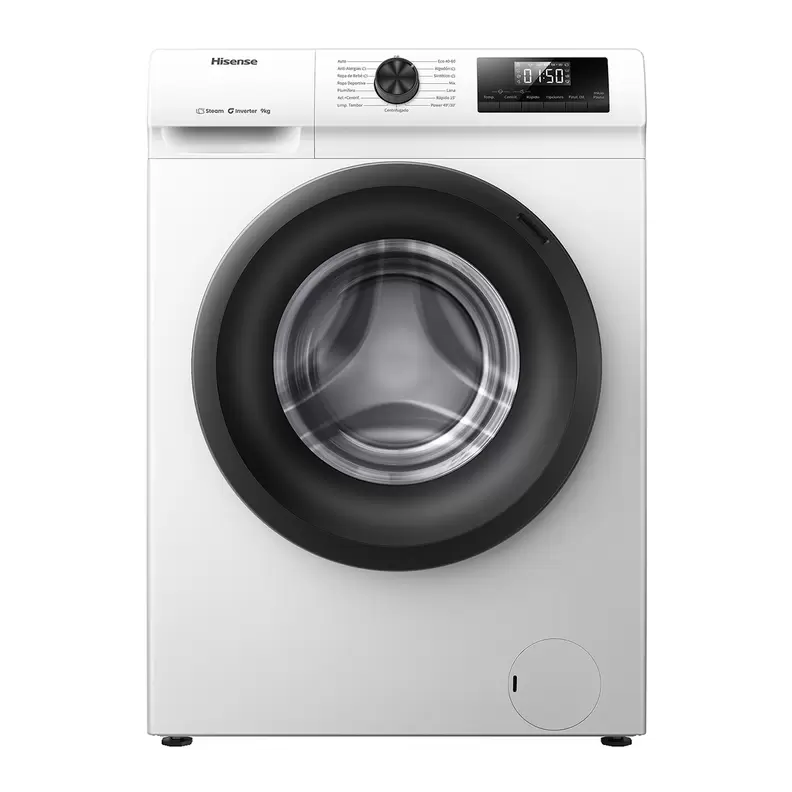 Lavadora Hisense 9 Kg / 1.400 rpm, Vapor Serie 1Q- WF1Q9041BW - Blanco