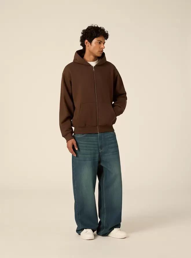 Sudadera con capucha y cremallera corte boxy