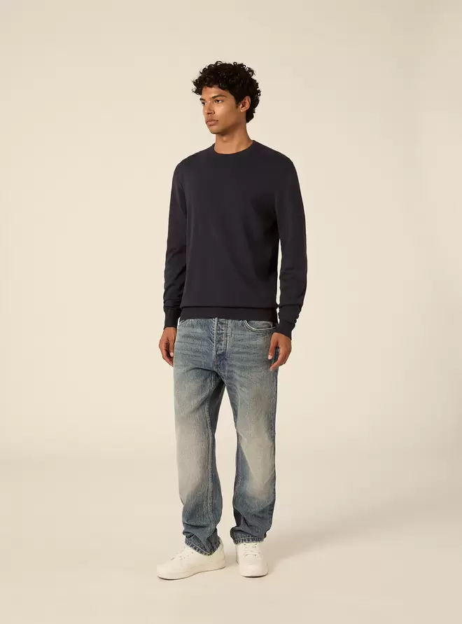 Jersey de cuello redondo en viscosa Lenzing Ecovero