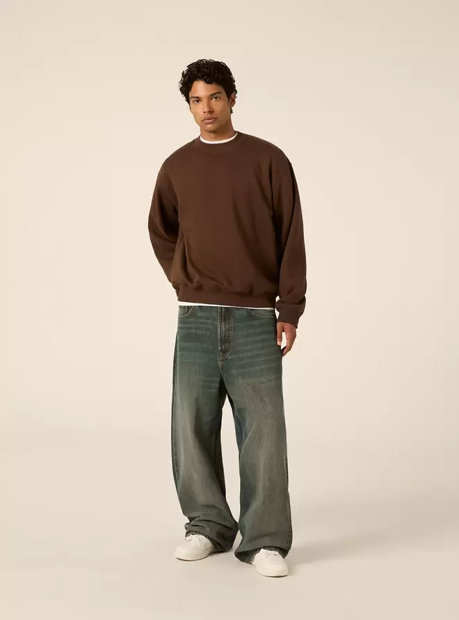Sudadera de cuello redondo básica corte boxy