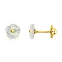 Pendientes de oro amarillo 9K flores nacar blancas