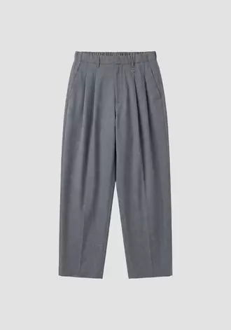 Pantalones "Leon" gris jaspeado oscuro wide leg en viscosa elástico con elástico en cintura y placa metálica