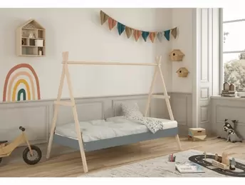 Cama cabaña color cera blanca-verde kaki