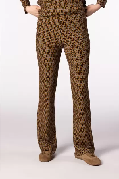 Pantalón recto estampado de punto circular