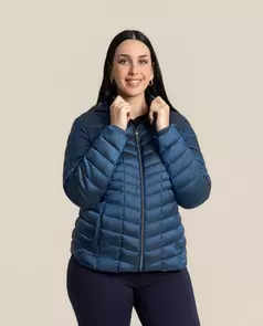 Parka Corta Con Aplicacion En Mangas Y Delantero Azul