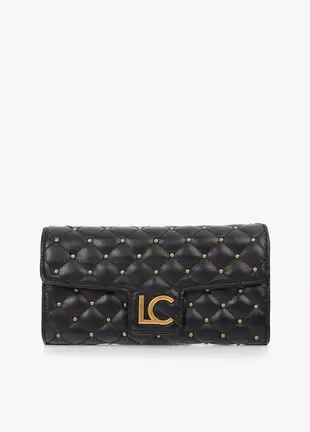Quilted Faux Leather Wallet with Mini Studs