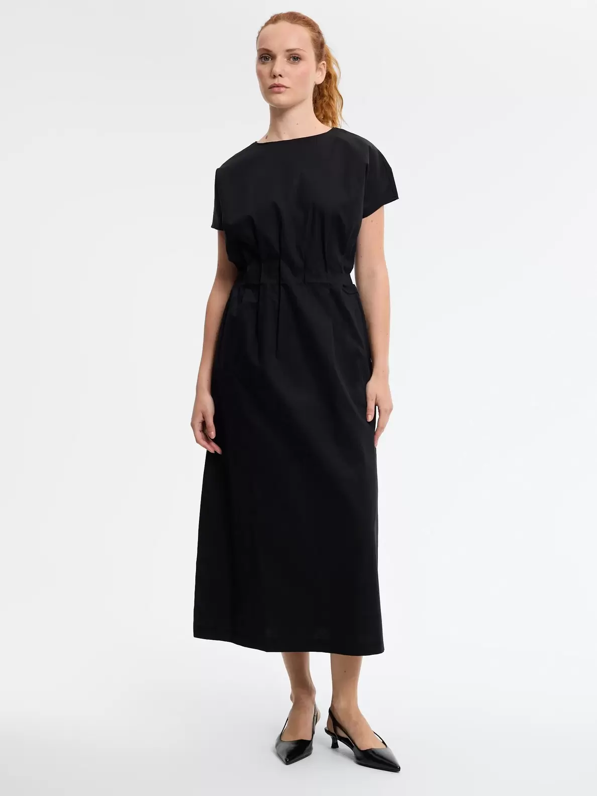 Vestido midi liso de lino