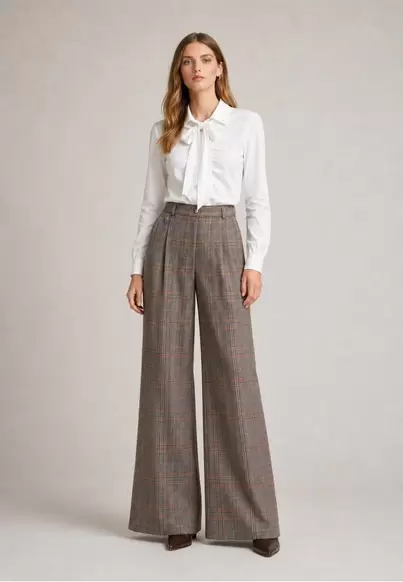 Trousers experience crop checks MARRON