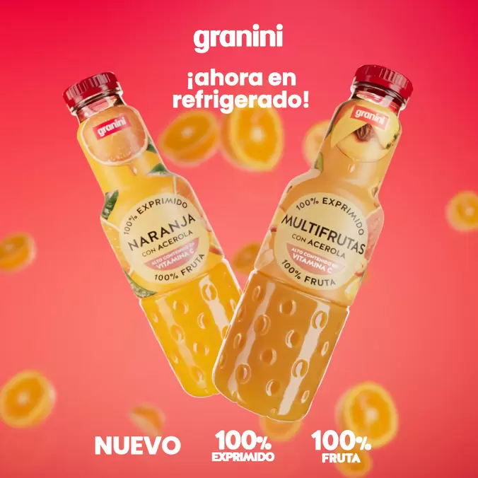 100% exprimido, 100% natural, ¡ahora en refrigerado!