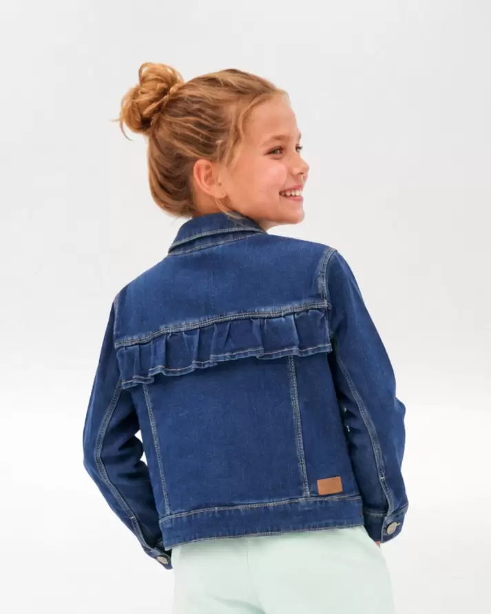 Chaqueta vaquera de niña volante