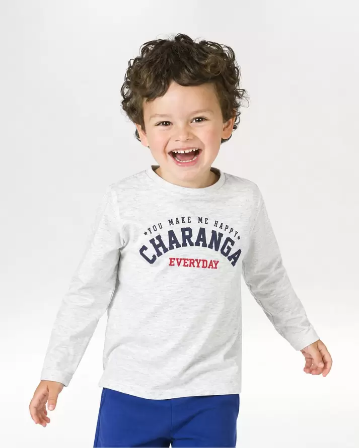 Camiseta bebé niño gris manga larga