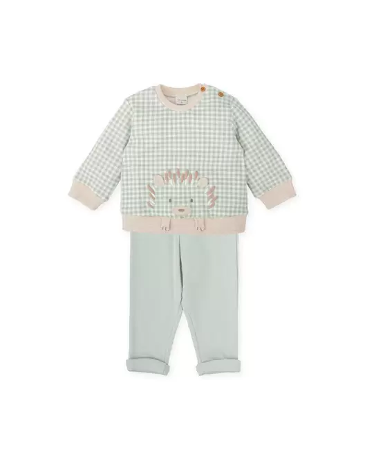 TWO-PIECE BABY SET IN GREEN GINGHAM