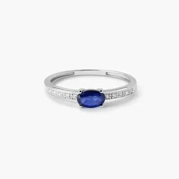 Anillo de oro blanco 18K diamante natural 0.07 ct. MIDNIGHT