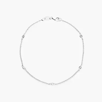 Pulsera de oro blanco 18K diamante natural 0.03 ct. círculos 18 cm