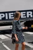 LONG FLORAL-PRINT SHIRT COLLAR DRESS
