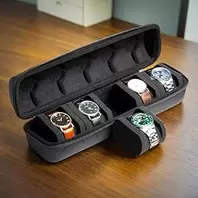 Hard Travel Watch Case 5 Slots Storage Case Organizer for Men Women with Anti-Movement Pillow