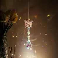 Elegant Butterfly Crystal Dream Catcher with Teardrop Prisms Elegant Light Catcher Creativity Boho Window Hanging Decor for Home Garden Unique Gift Idea